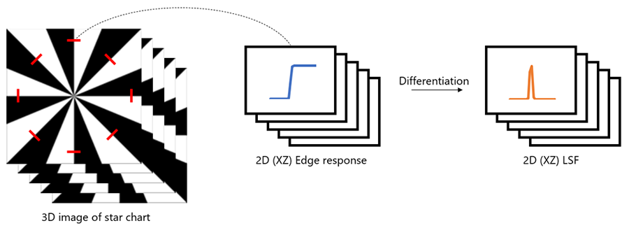 図７．3D LSFの抽出方法の概略図．８箇所でXZ方向のLSFを抽出