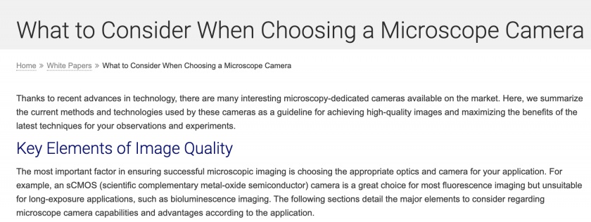 Extrait de l’article technique sur le choix d’un microscope